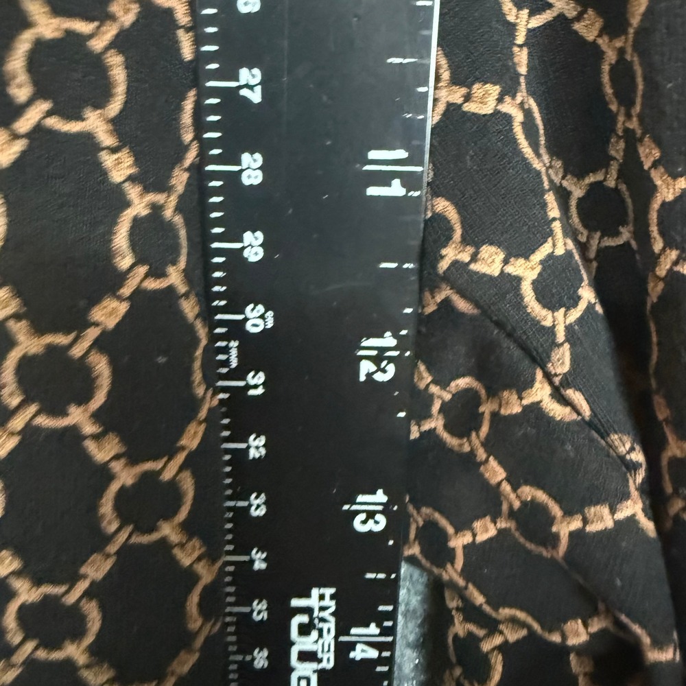 Chicos Pants 3 Women 16 Black Gold Geometric Chain Print Cropped Pull On Stretch - Picture 12 of 15
